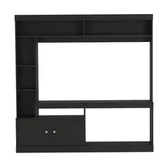 FMFURNITURE - Estante TV 55" Con 2 Puertas 7 Repisas Fm-003N Negro