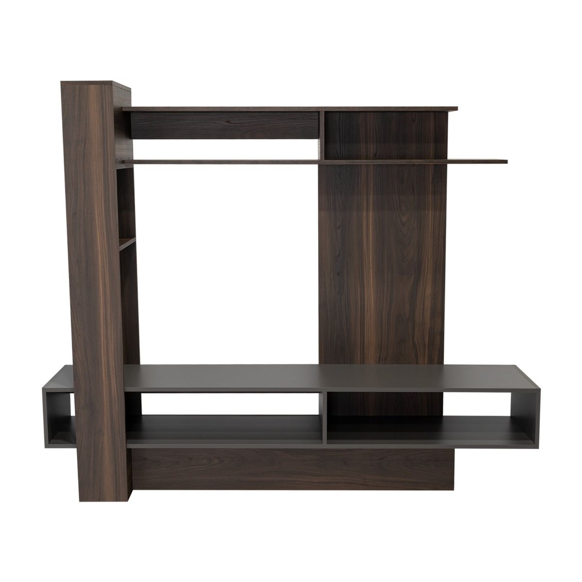 FMFURNITURE - Estante TV 55" Con 4 Repisas Fm-004O Café Oscuro Y Plomo