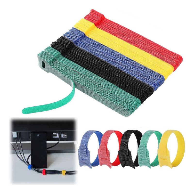 GENERICO - Bridas Reutilizables de Colores para Organización de Cables