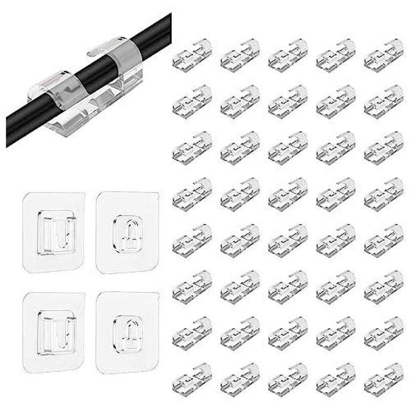 GENERICO - Clips Adhesivos para Organización de Cables en 40 Piezas