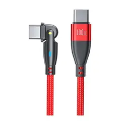 GENERICO - Cable USB-C 180° Rotatorio 1.8m Carga Rápida 100W Rojo