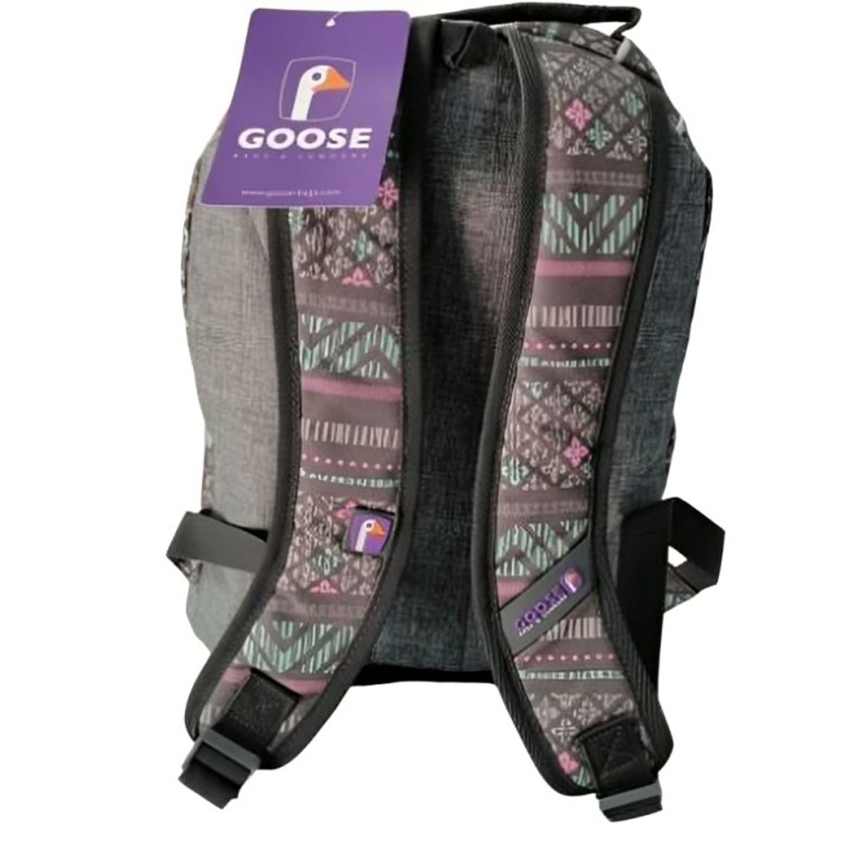 OEM - MOCHILA GOOSE MALAWI ETNICO GRIS MENTA ROSA