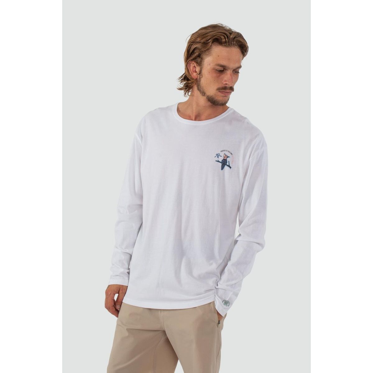 KAYA UNITE - Polera Hombre Manga Larga Puesco Blanca