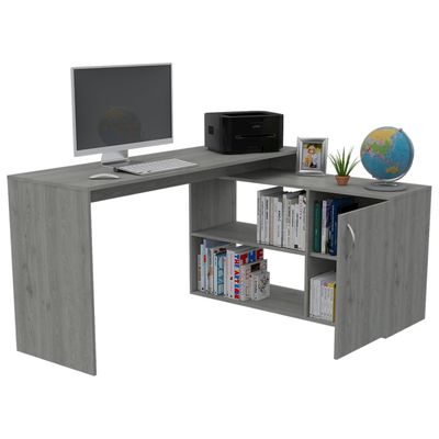 Imagen 2 del producto Escritorio En L con 1 Puerta y EstanteGris 76.5x151.5x116.5 cm