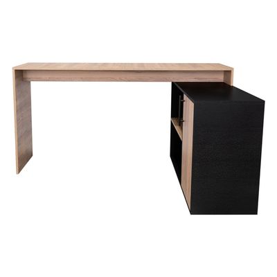 Imagen 2 del producto Escritorio En L con 1 Puerta Café Claro y Negro 76.5x151.5x116.5 cm