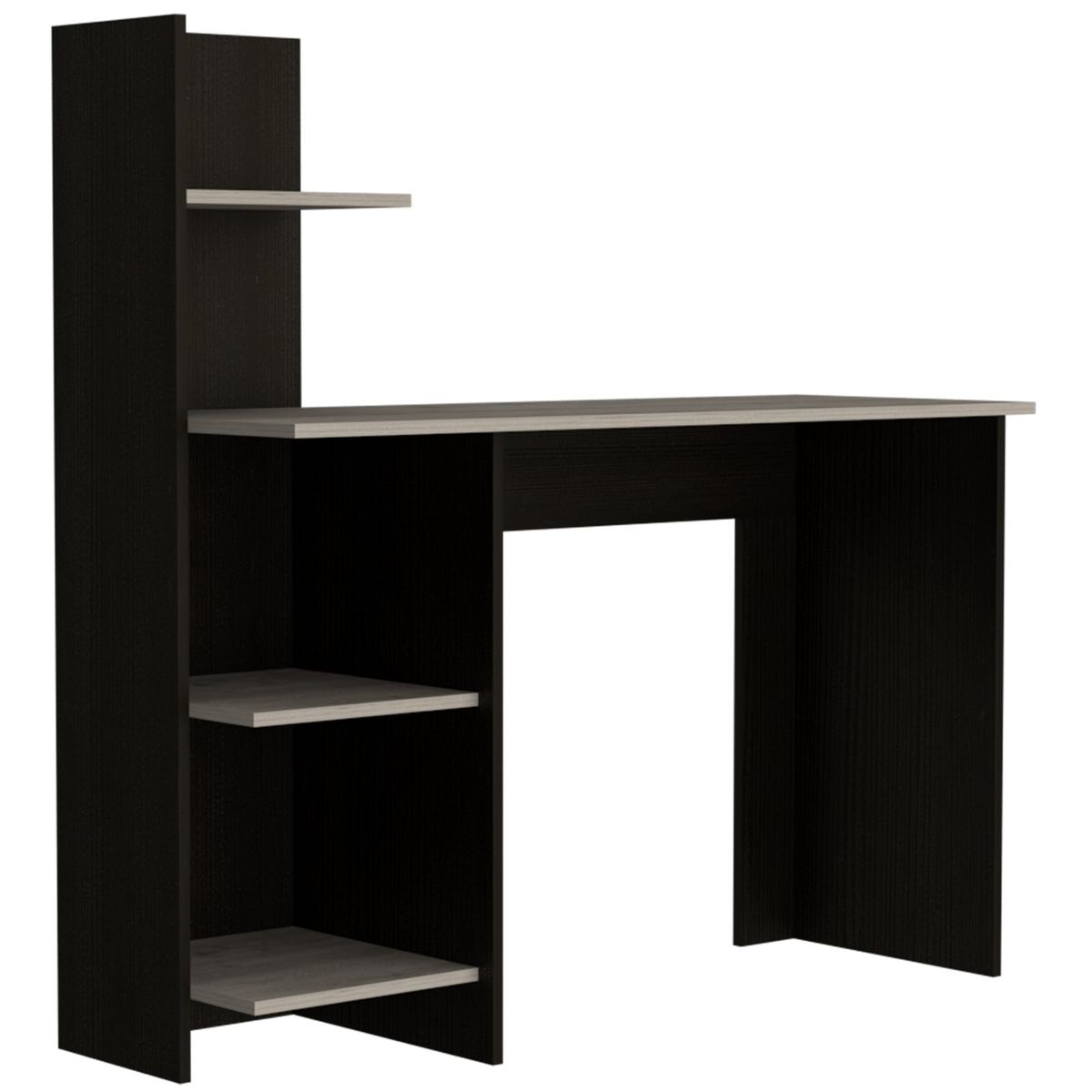 FMFURNITURE - Escritorio Biblioteca - Negro y Gris 120x120x43.5 cm