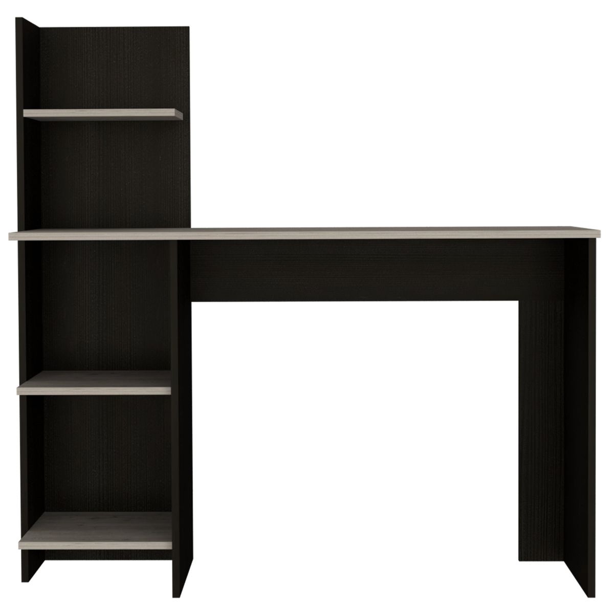 FMFURNITURE - Escritorio Biblioteca - Negro y Gris 120x120x43.5 cm