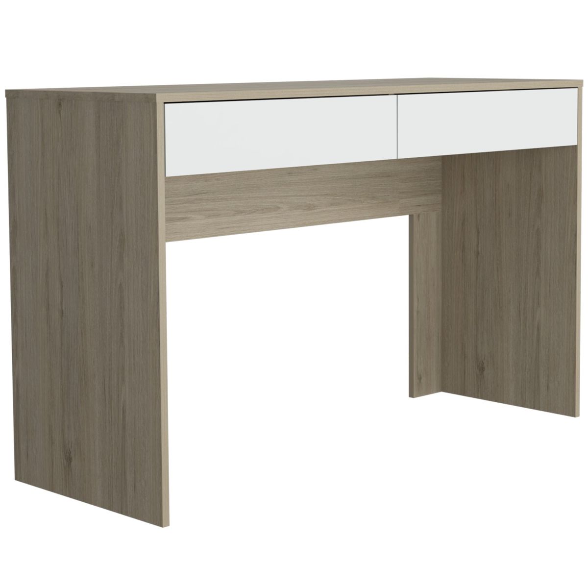 FMFURNITURE - Escritorio 2 Cajones Café Claro y Blanco 75x120.2x45 cm