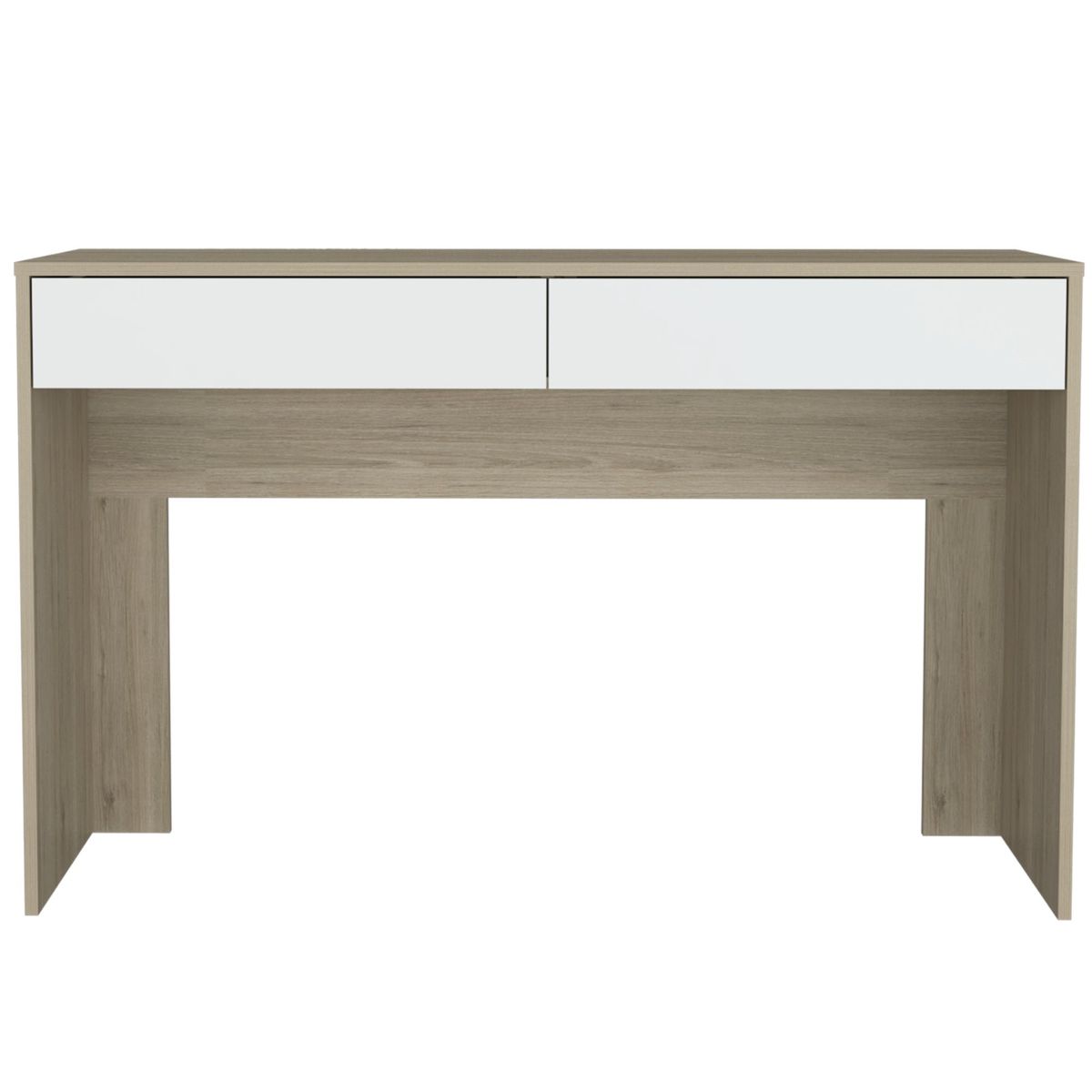 FMFURNITURE - Escritorio 2 Cajones Café Claro y Blanco 75x120.2x45 cm