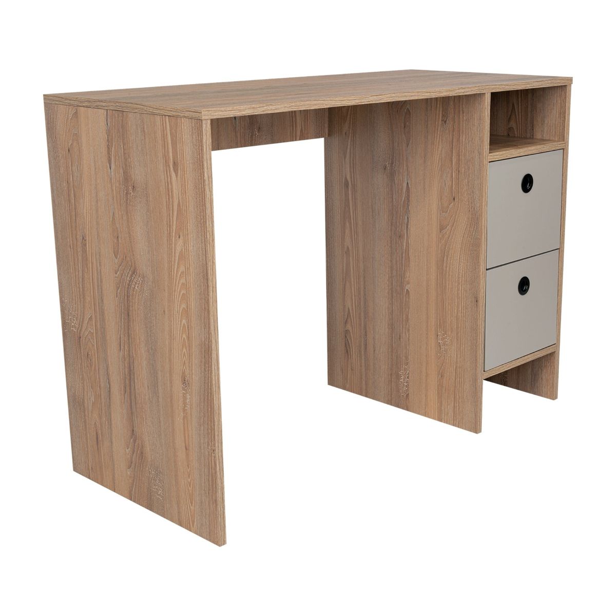 FMFURNITURE - Escritorio 2 Cajones Café Claro 73.6x100x46 cm