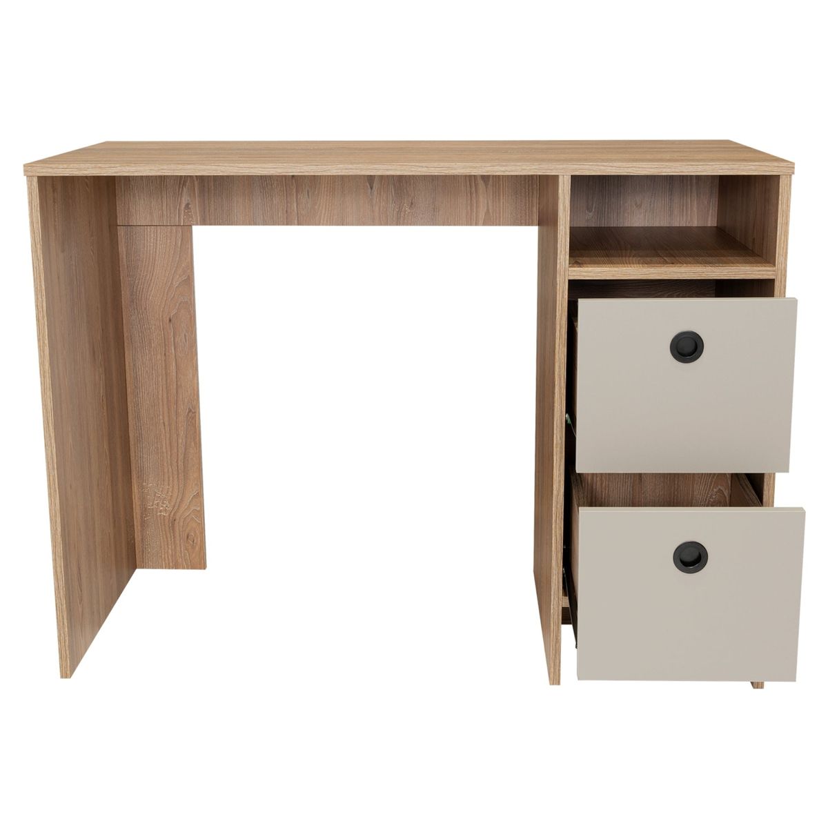 FMFURNITURE - Escritorio 2 Cajones Café Claro 73.6x100x46 cm