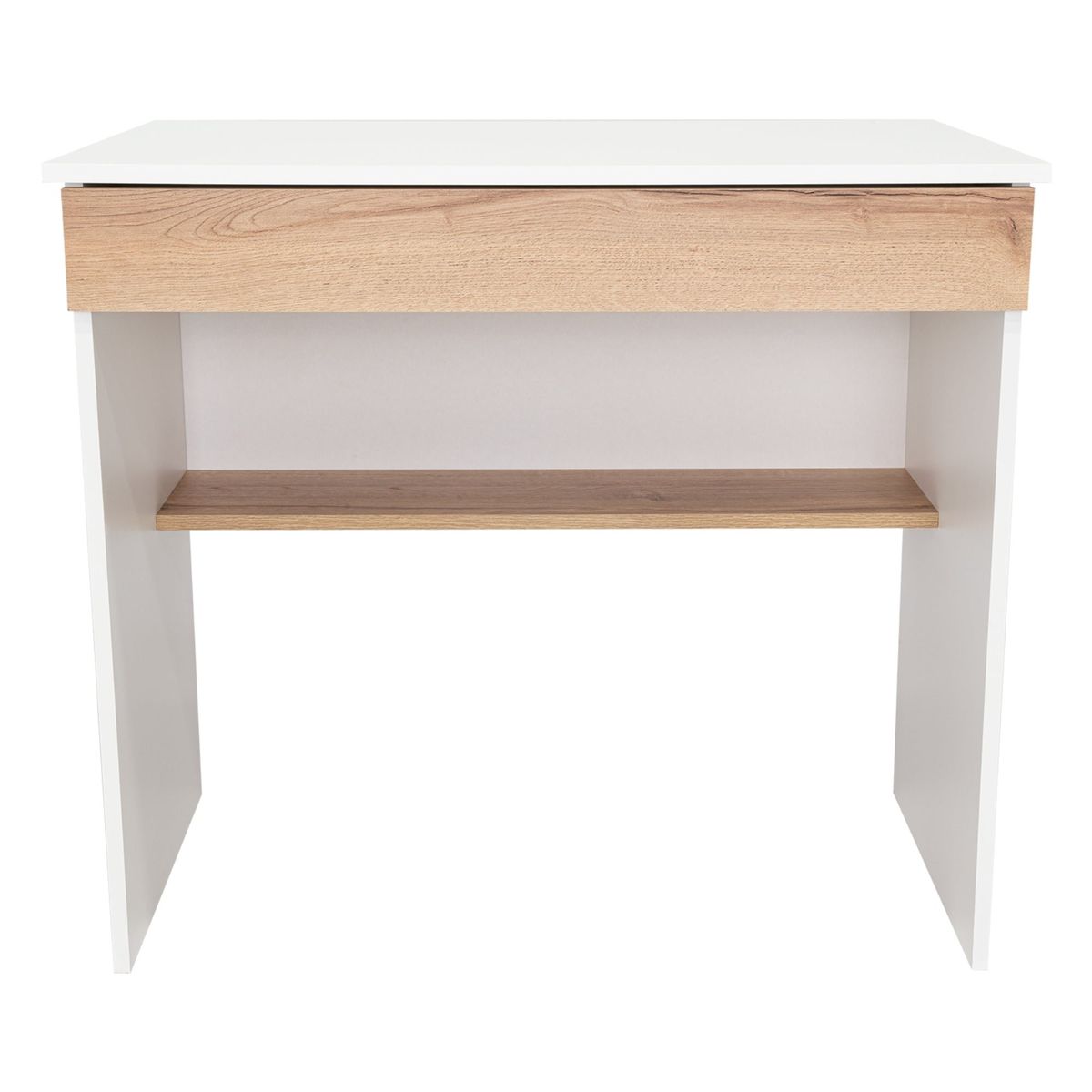 FMFURNITURE - Escritorio 1 Cajon Blanco y Café Claro 73x80x49.8 cm