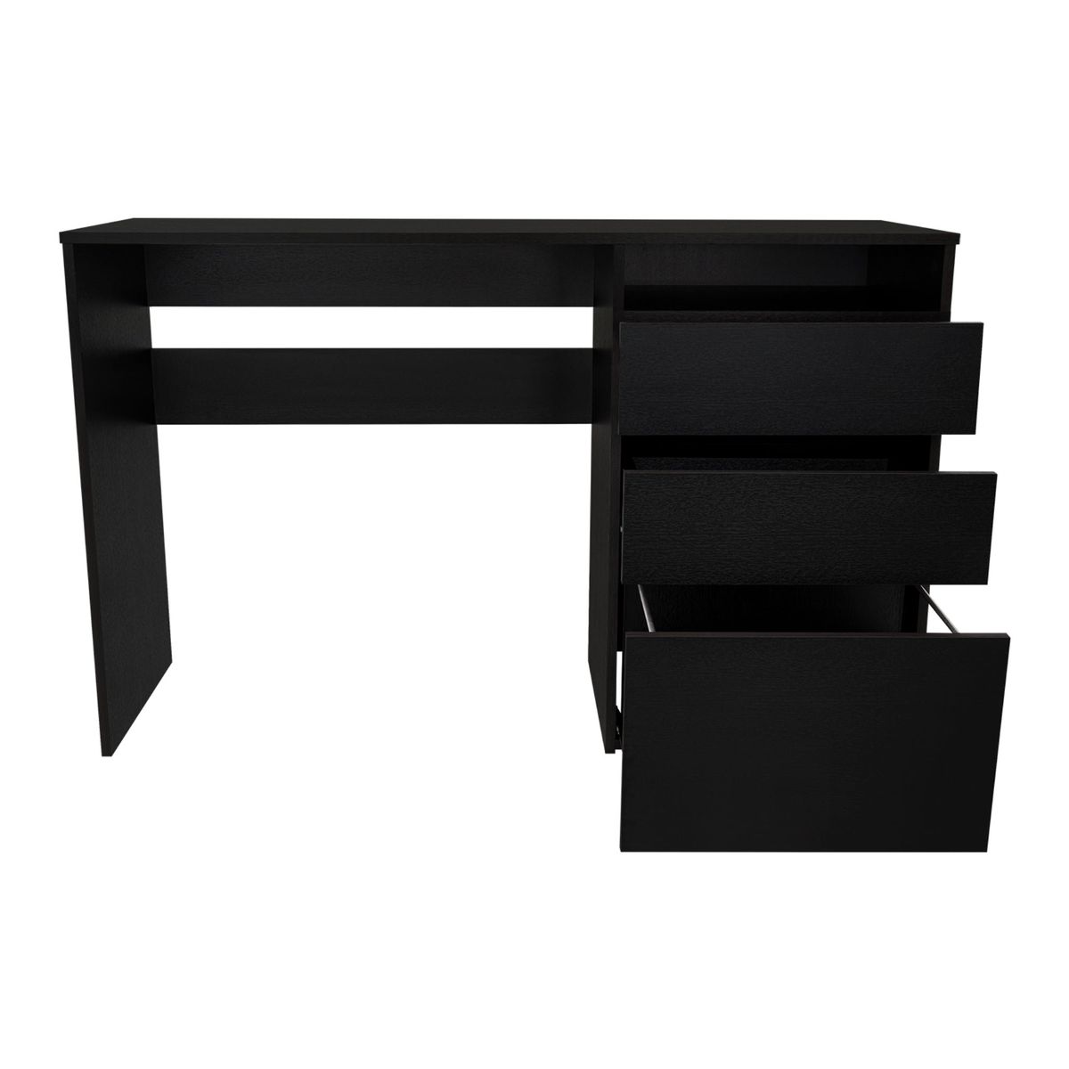 FMFURNITURE - Escritorio 3 Cajones - Negro 75x120.5x42.1 cm