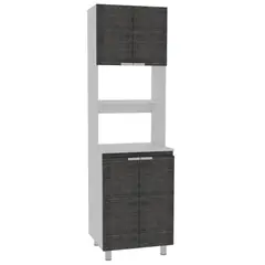 FMFURNITURE - Mueble Microondas 4 PuertasGris y Blanco 130x65x40 cm
