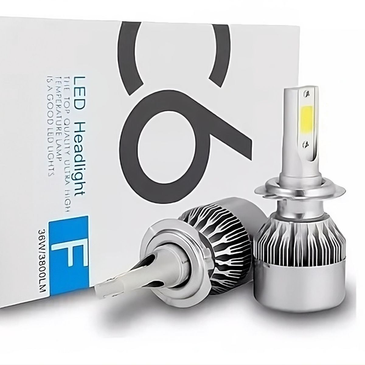 GENERICO - Kit Turbo Focos Ampolleta Led H7 36W C6 Luz Blanca 3800LM