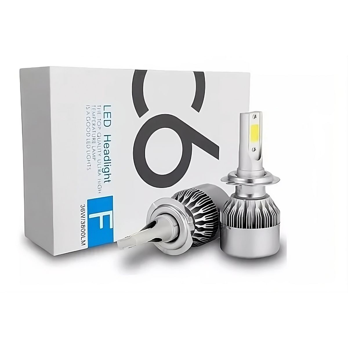 GENERICO - Kit Turbo Focos Ampolleta Led H7 36W C6 Luz Blanca 3800LM