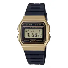CASIO - Reloj Hombre Dorado F-91wm-9ad Hebilla Simple Resina