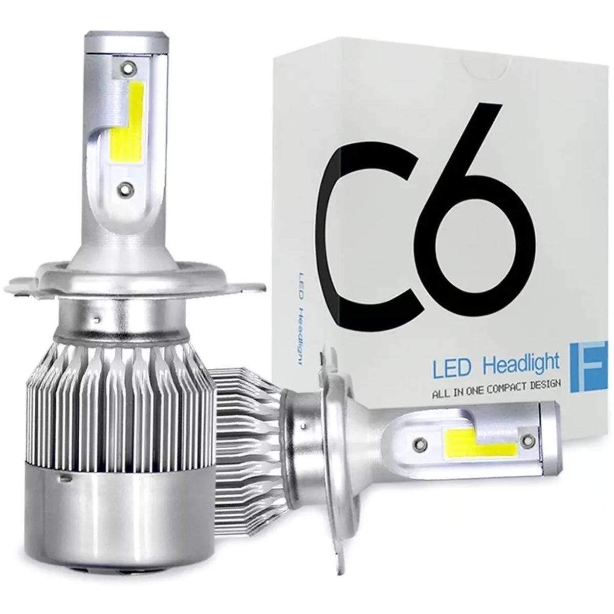 GENERICO - Kit Turbo Luces Ampolletas Led Blanca H4 Focos C6 36W