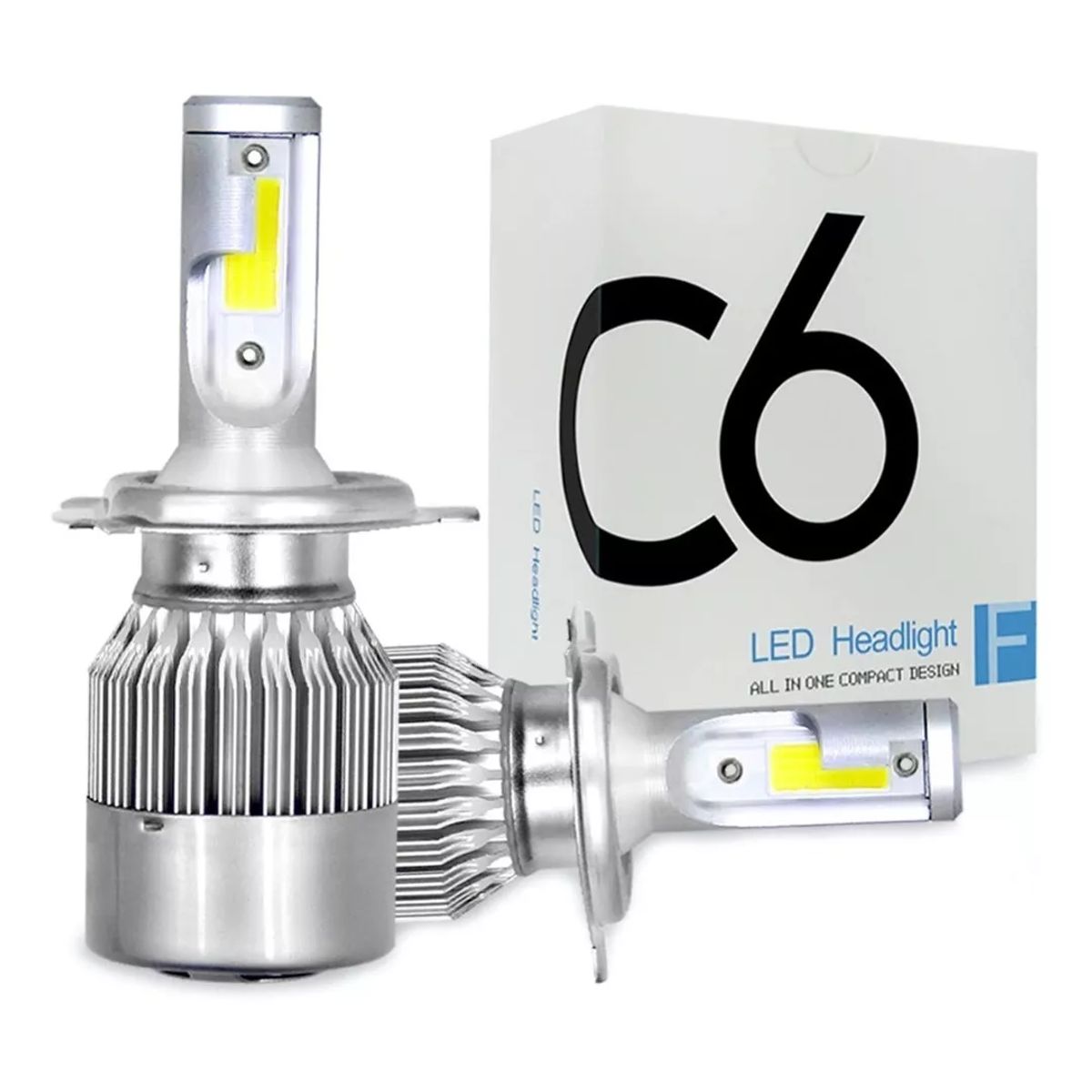 GENERICO - Kit Turbo Luces Ampolletas Led Blanca H4 Focos C6 36W