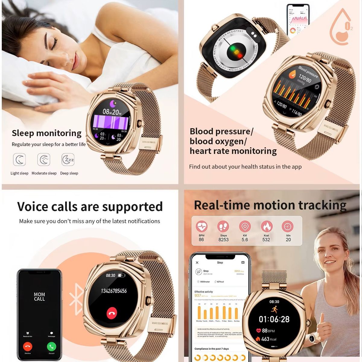 STARTECHOFFICE - Smartwatch Reloj Inteligente Elegante AW5 Amoled 220mAh IP68 Salud y Deporte Notificaciones