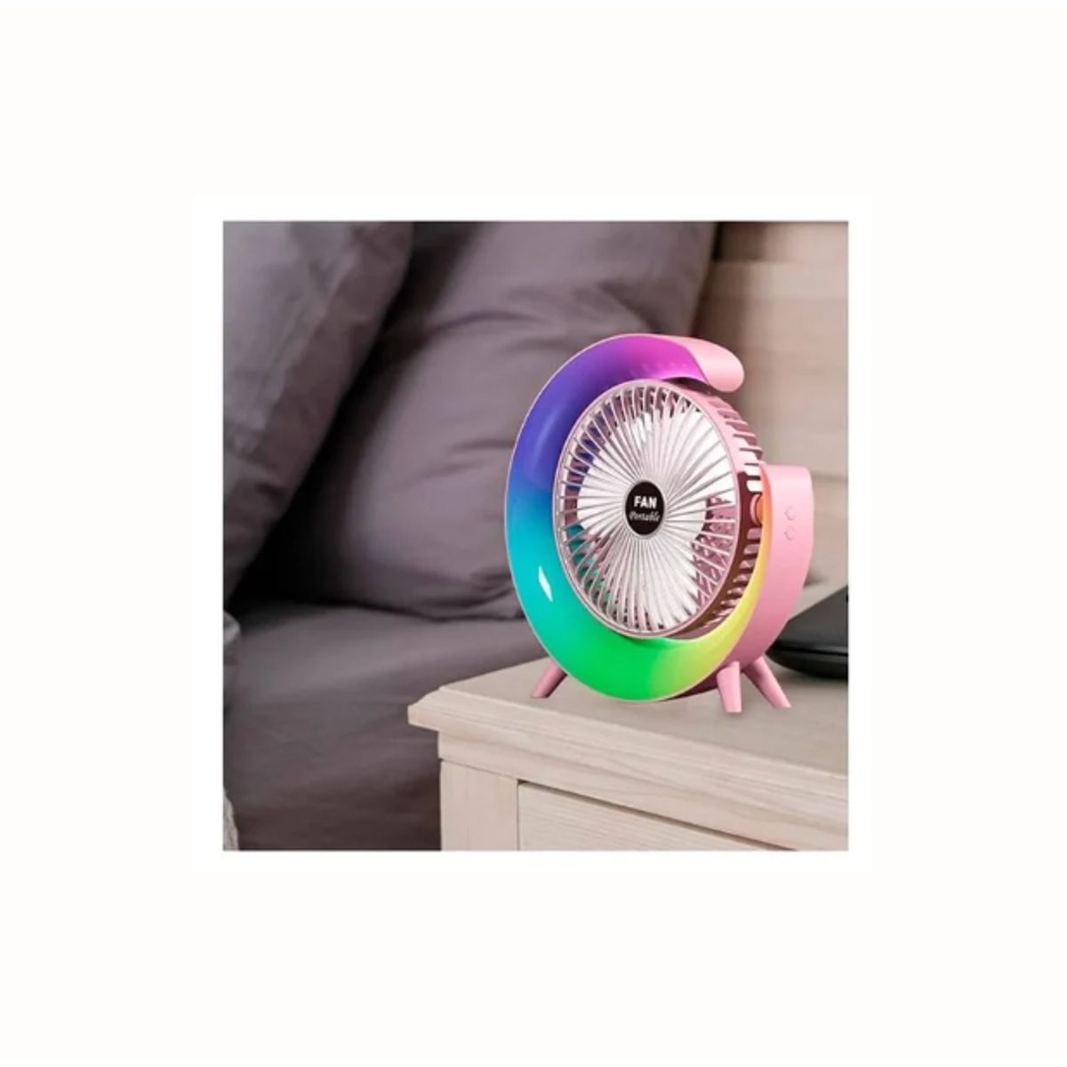 GENERICO - VENTILADOR CON LAMPARA PORTATIL LUZ LED