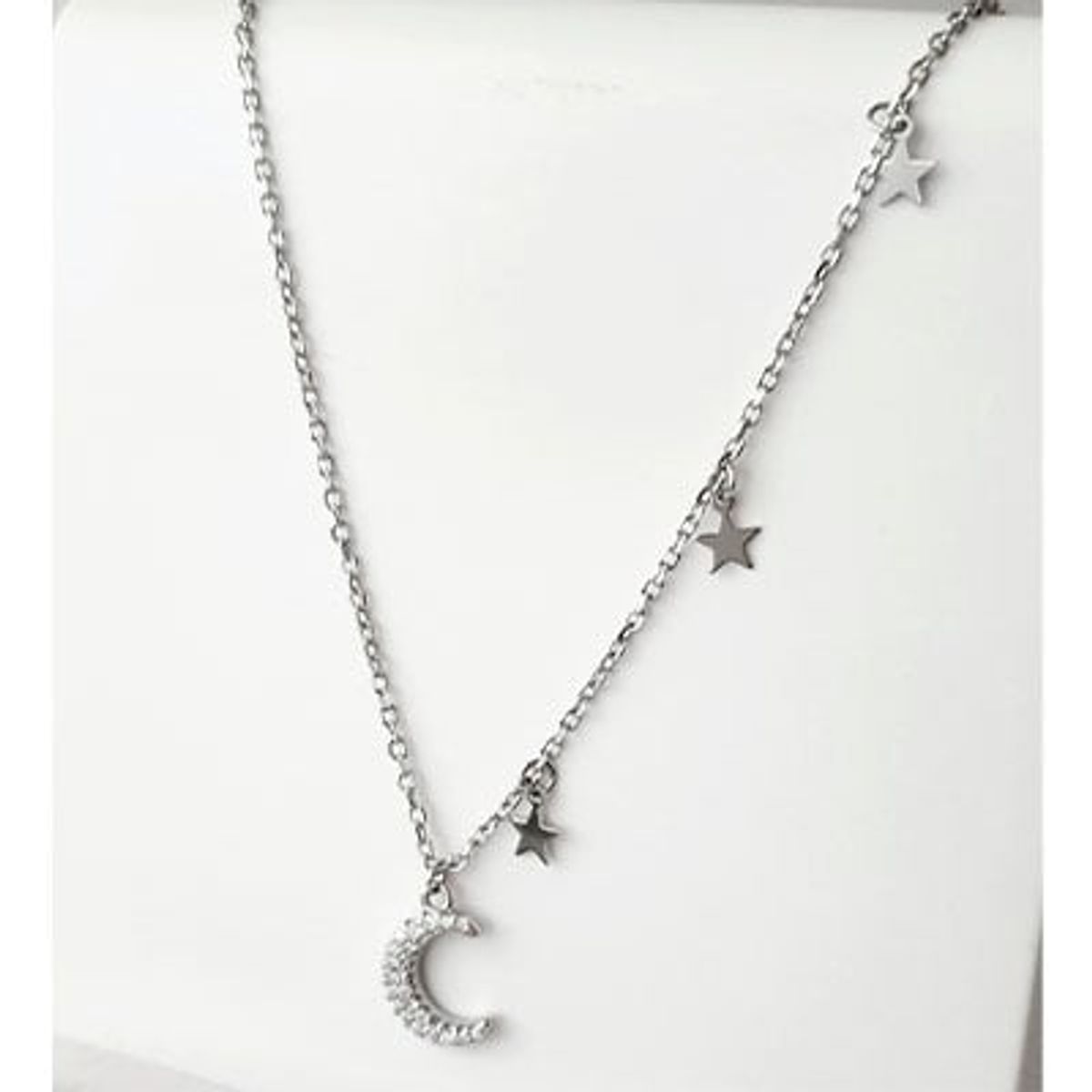GENERICO - Collar Luna con 3 estrellas colgantes plata 925