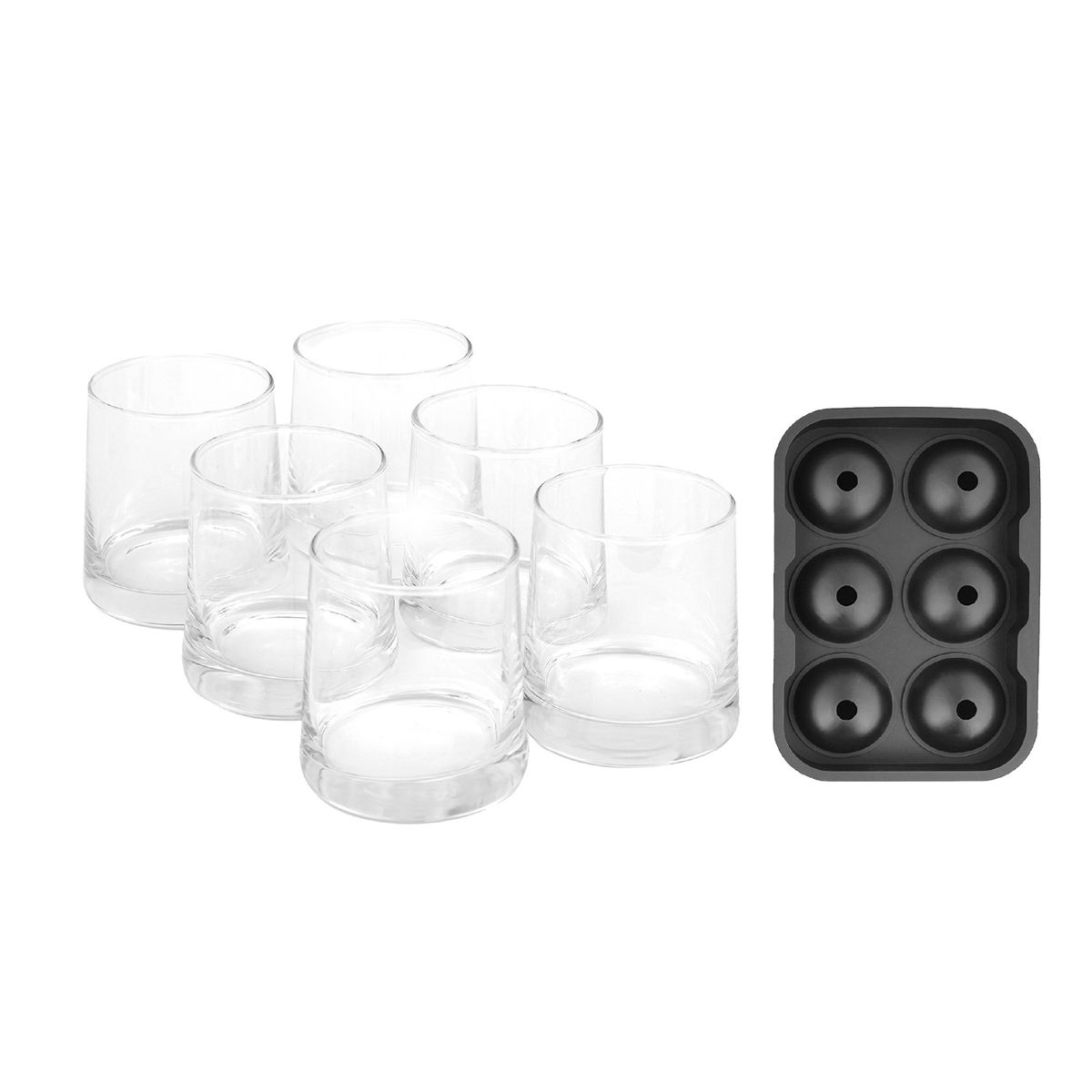SIMPLIT - Pack 6 Vasos Whisky Kentucky + Cubeta Hielos Redondos