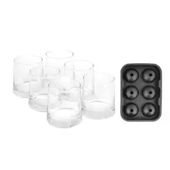 SIMPLIT - Pack 6 Vasos Whisky Kentucky + Cubeta Hielos Redondos