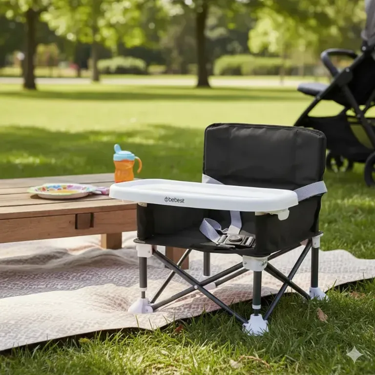 Silla de Comer Plegable Camping XT01 Negro Negro