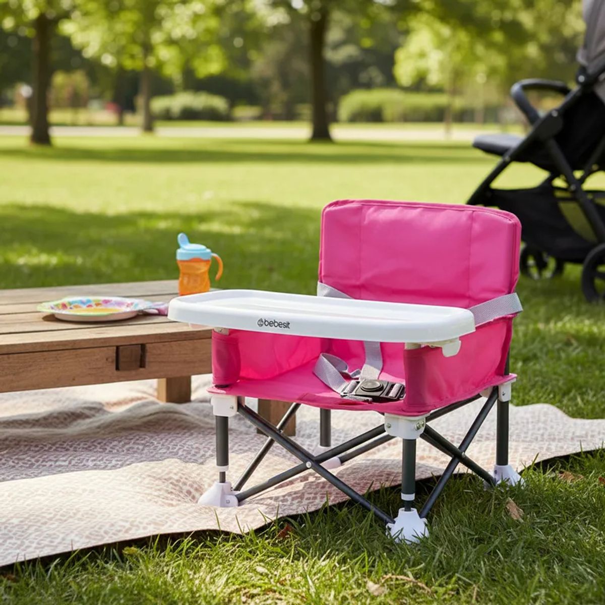 BEBESIT - Silla de Comer Plegable Camping XT01 Rosa