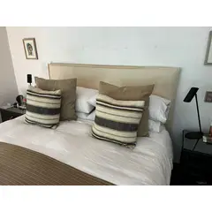 GENERICO - RESPALDO DE CAMA 2 PLAZAS CON FUNDA DESMONTABLE LINO-ALGODON BEIGE