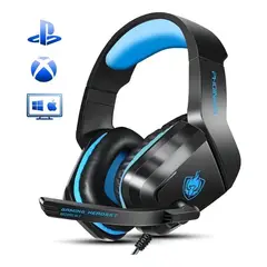GENERICO - Audífonos Gamer Negro/Azul con Sonido Claro y Comodidad
