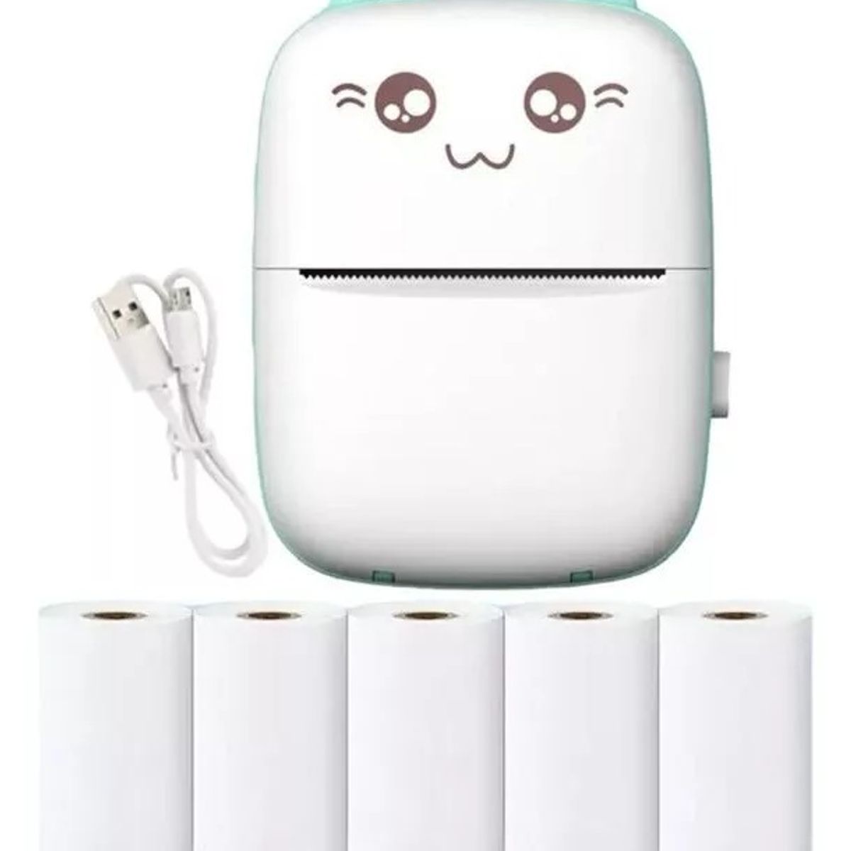 GENERICO - Mini Impresora Térmica Inalámbrica Con 6 Rollos De Papel celeste