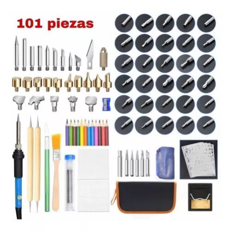 GENERICO - Pirograbador Madera Soldador Punto Lápiz 101 Piezas 60w
