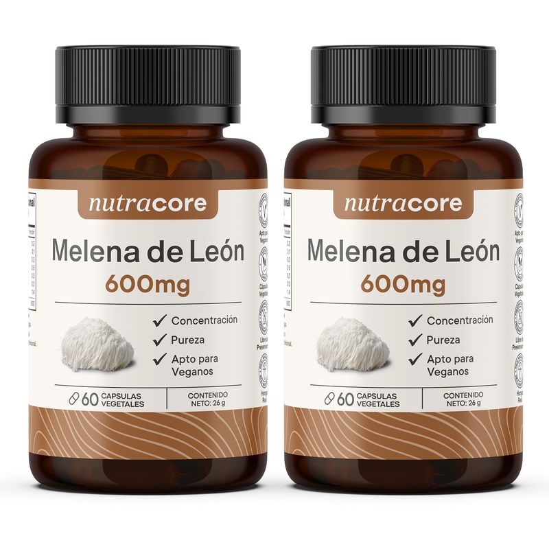 NUTRACORE - Melena De León 600mg - Pack 2 X 60 Cápsulas Vegetales - Nutracore