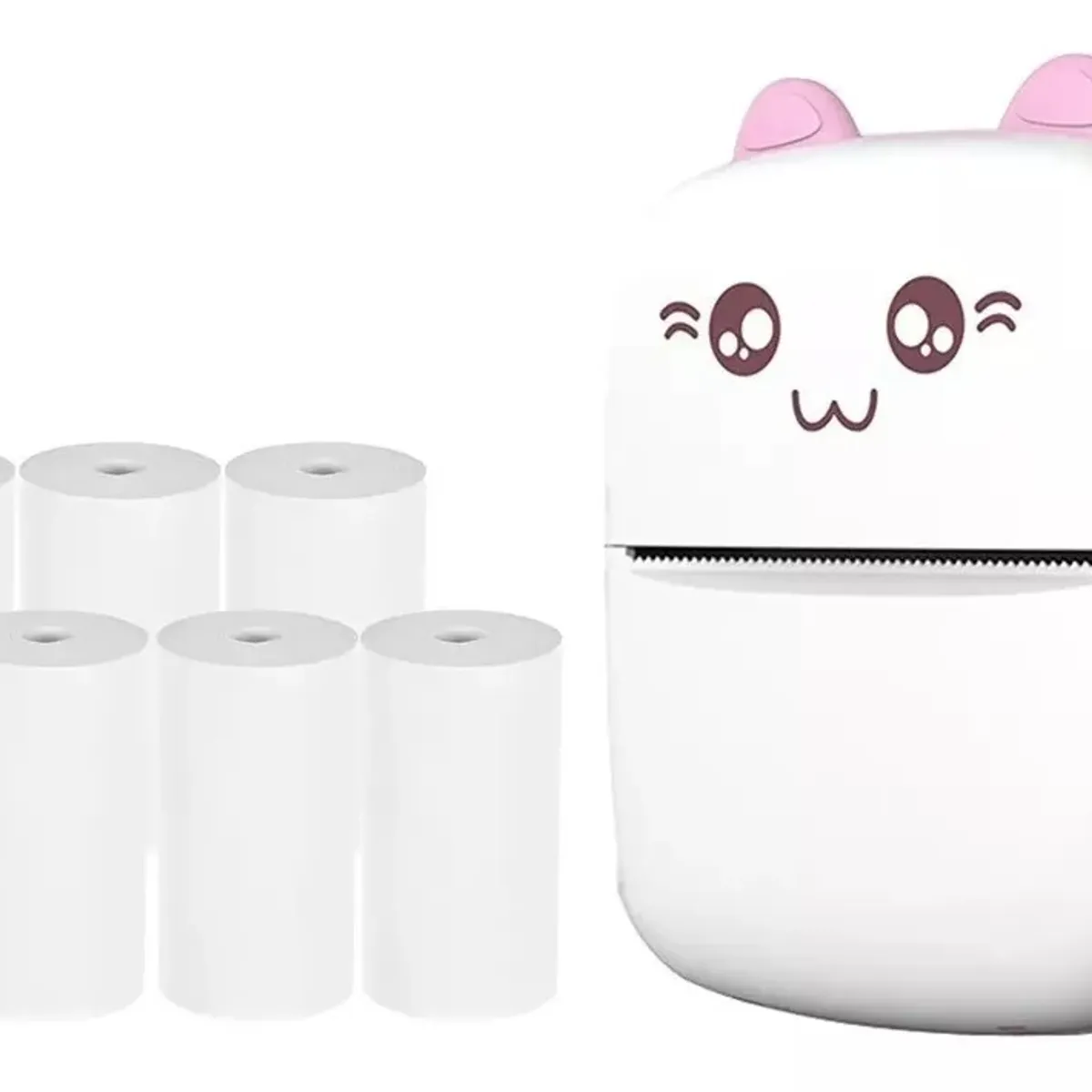 GENERICO - Mini Impresora Térmica Inalámbrica Con 6 Rollos De Papel rosa