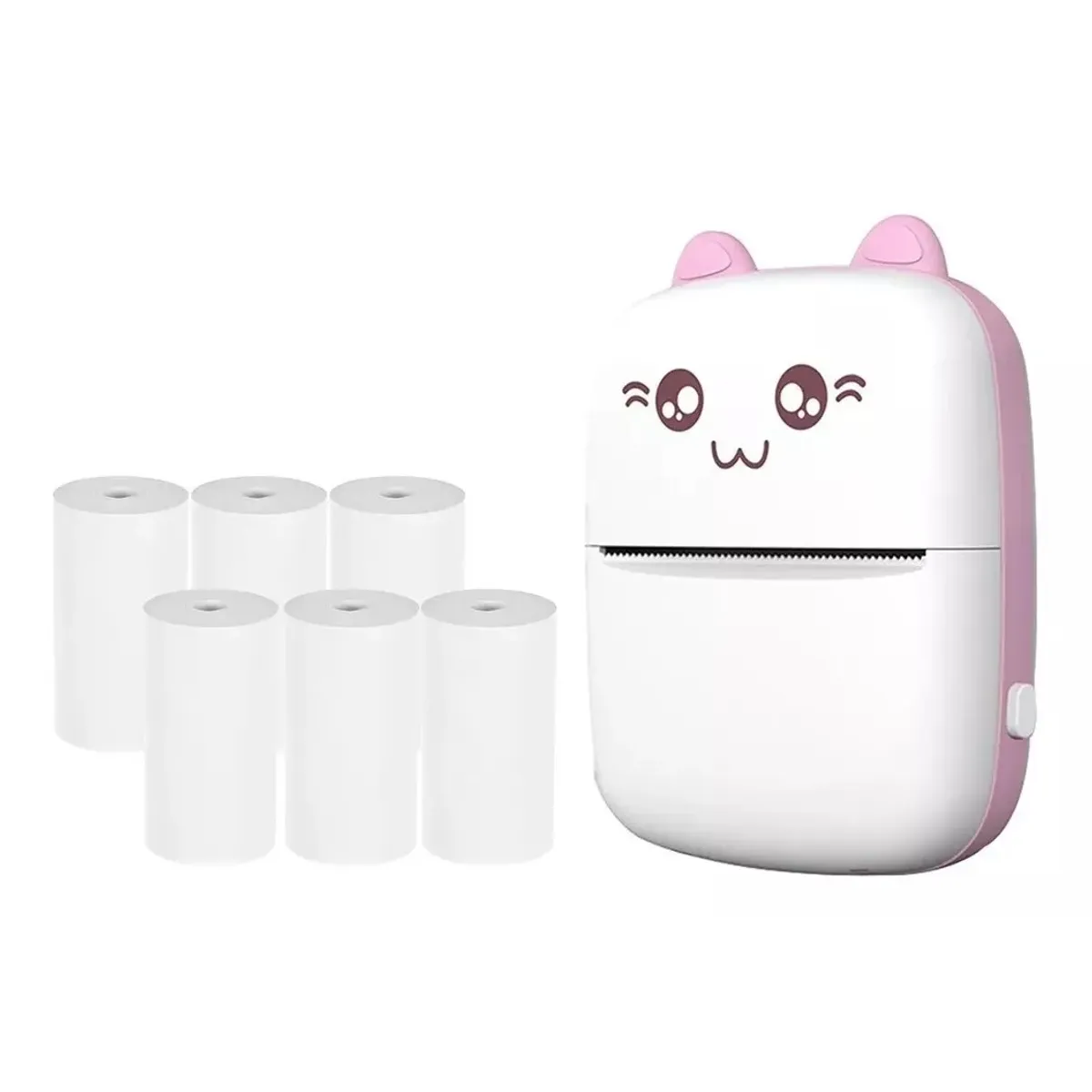 GENERICO - Mini Impresora Térmica Inalámbrica Con 6 Rollos De Papel rosa