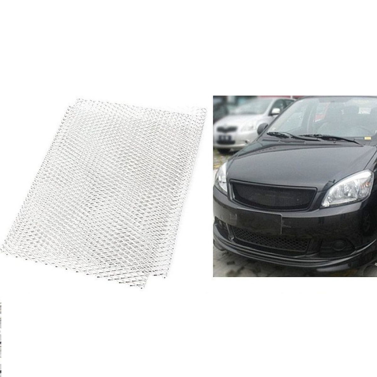 GENERICO - Rejilla Malla GRIS Aluminio Mascara Parachoques Auto Karvas