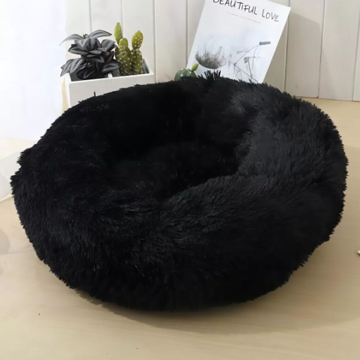 GENERICO - Cama Para Perro Pequeño Con Felpa Antiestrés Color Negro