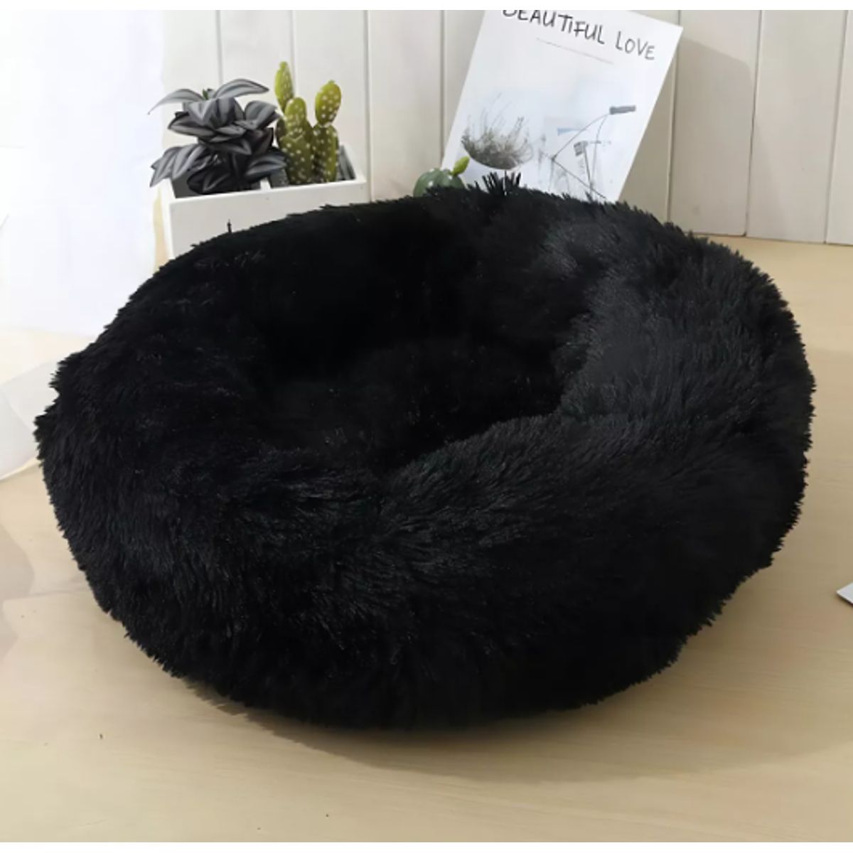 GENERICO - Cama Para Perro Pequeño Con Felpa Antiestrés Color Negro