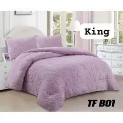 ANGELES DEL HOGAR - COBERTOR TEXTTURIZADO CON CHIPORRO KING MORADO