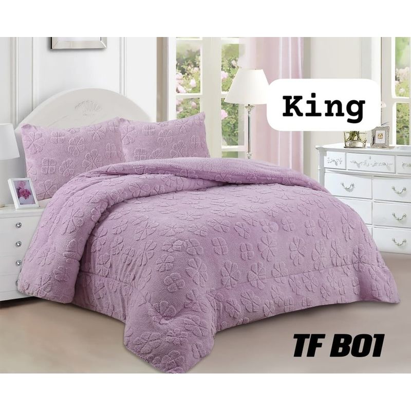 ANGELES DEL HOGAR - COBERTOR TEXTTURIZADO CON CHIPORRO KING MORADO