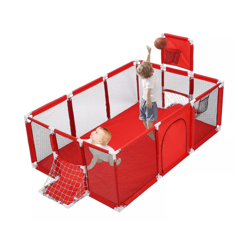 GENERICO - Corral Seguridad Bebes Con Aro Y Portería 180cm + 30 Pelotas
