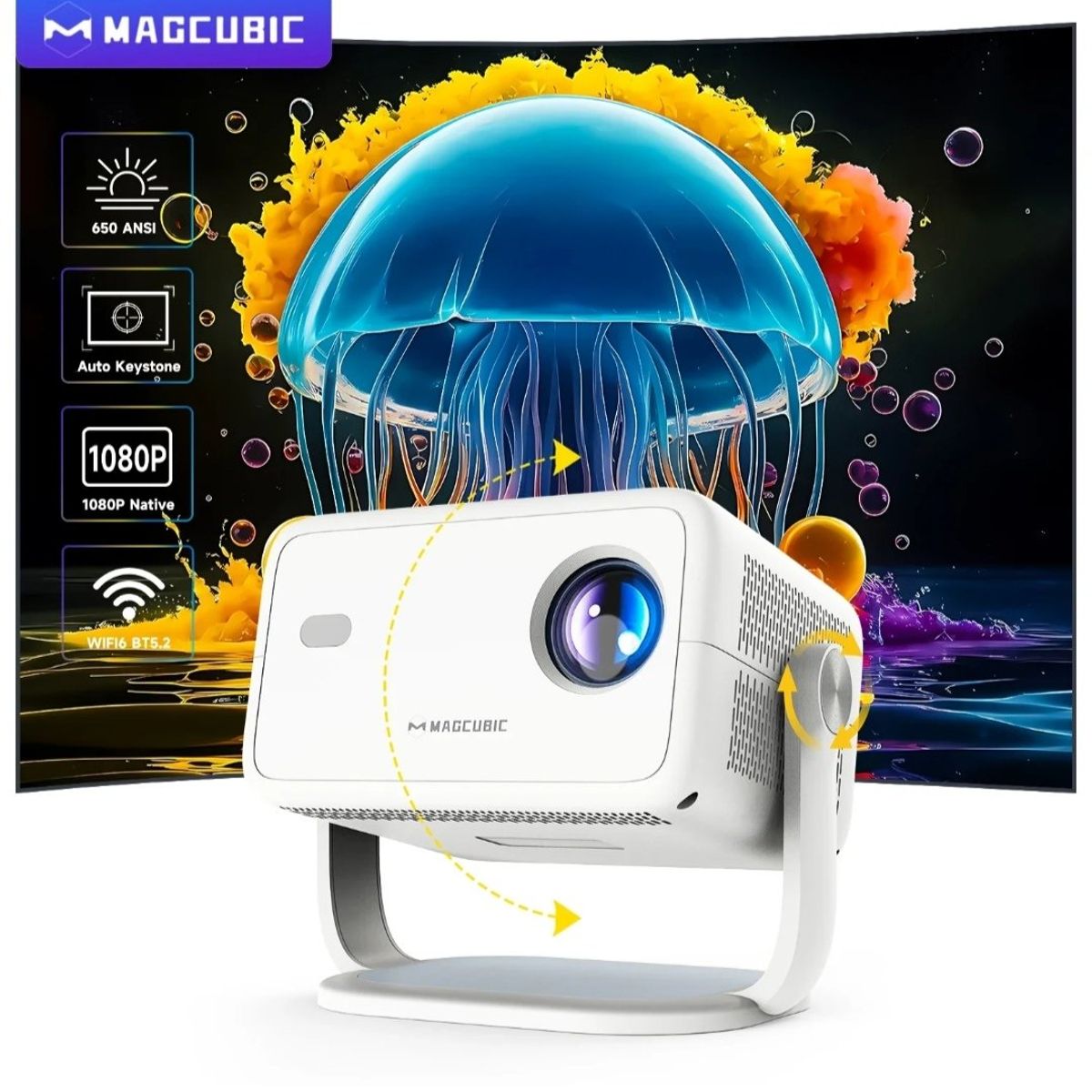 GENERICO - Proyector portátil L018 Magcubic Android 11 HD 4K Cine en casa 650ANSI