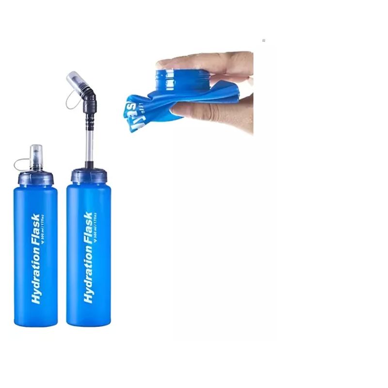 GENERICO - Set De 2 Botellas Soft Flask + Bombilla De Succión Ajustable