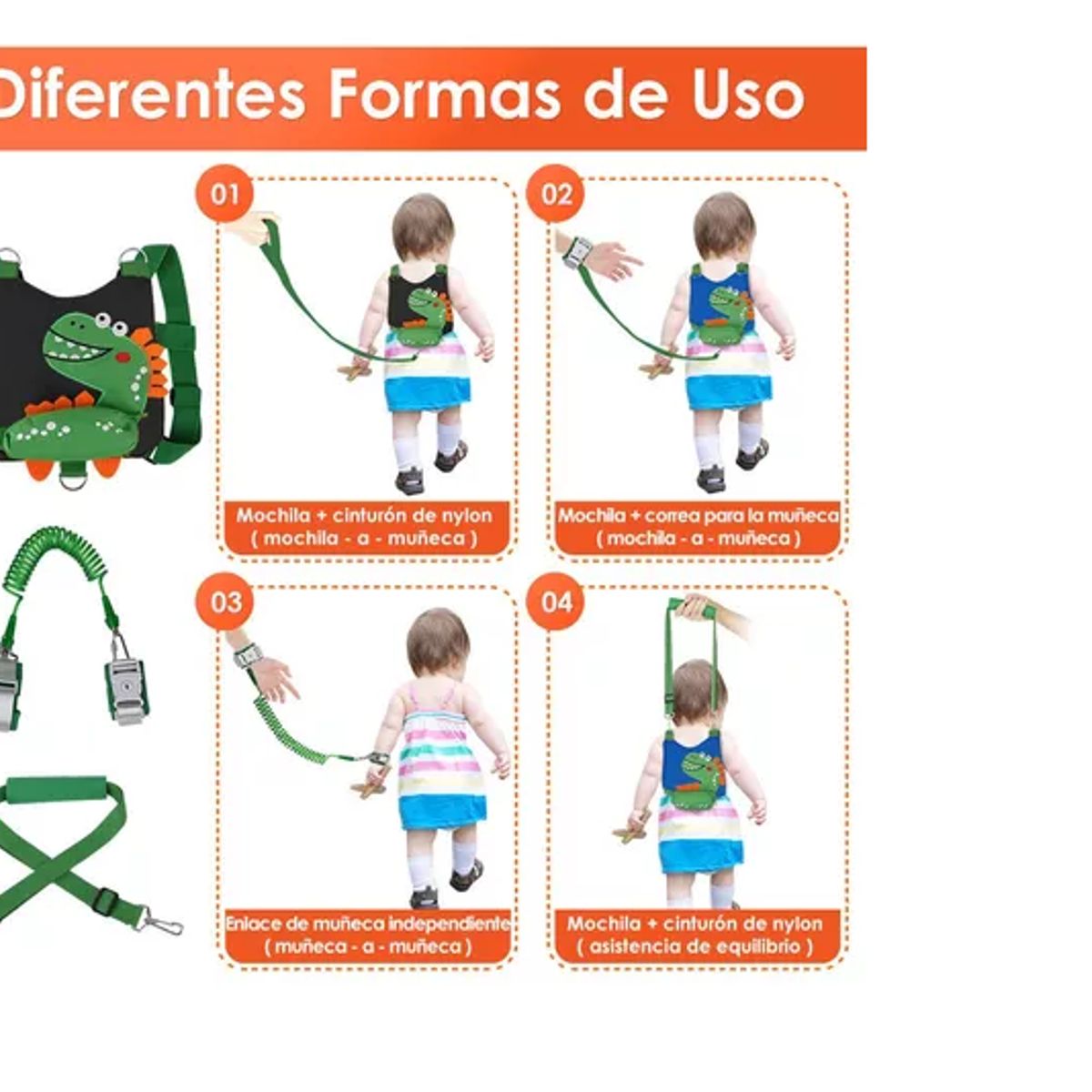 GENERICO - Arnés De Seguridad Para Bebé 4 En 1 Con Correa Llave