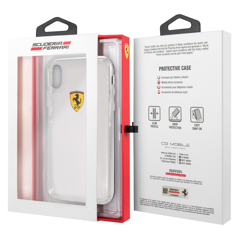 FERRARI - CARCASA FERRARI PIPHONE XR TRANSPARENTE FERRARI