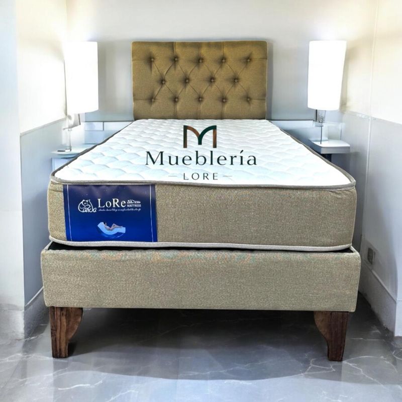 GENERICO - CAMA CAPITONE BEIGE MEDIO DE 15P EN LINO