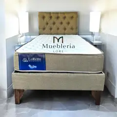GENERICO - CAMA CAPITONE BEIGE MEDIO DE 15P EN LINO
