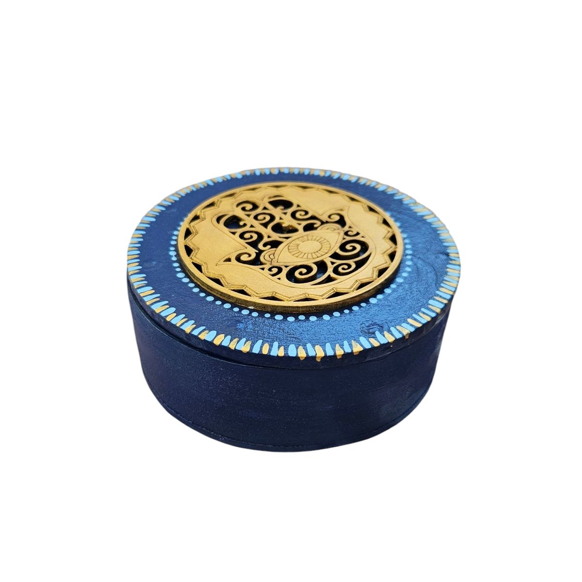 CREA TALLER - Caja joyero de madera hamsa